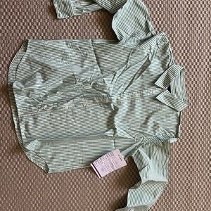 Ann Taylor Green Button Down Shirt with Notched Collar